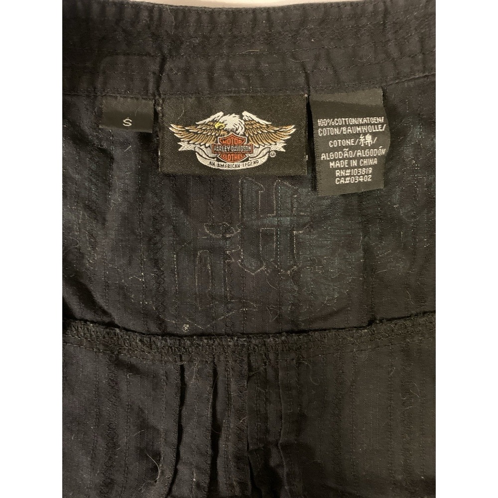 Harley Davidson Embroidered Angel Wings Pinstripe Shirt Short Sleeve Black Small - Picture 6 of 10